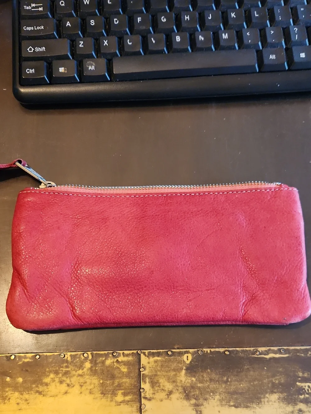 Vintage GAP Red Leather Zip Wallet Clutch